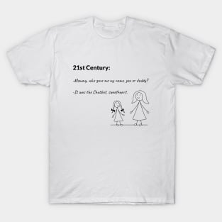 Stickman Family T-Shirt Chatbot Naming Humorous Mother Daughter Tee T-Shirt